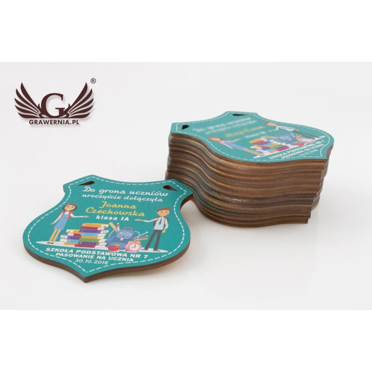 Holzmedaille Schild - Einschulung - Größe 80x90mm - UV-Druck - MGR026