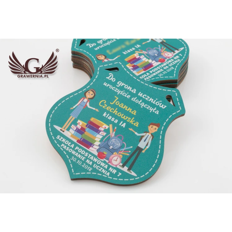 Holzmedaille Schild - Einschulung - Größe 80x90mm - UV-Druck - MGR026