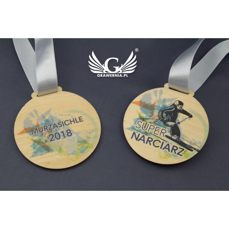 Holzmedaille mit beliebiger Grafik - Durchmesser 40 bis 80mm - UV-Druck - MGR014