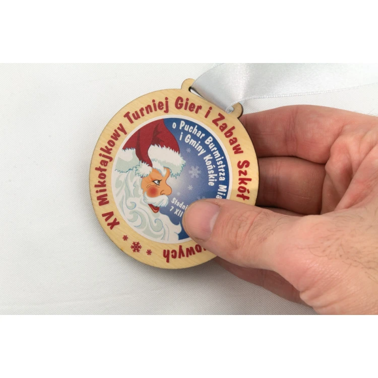Holzmedaille mit beliebiger Grafik - Durchmesser 40 bis 80mm - UV-Druck - MGR014