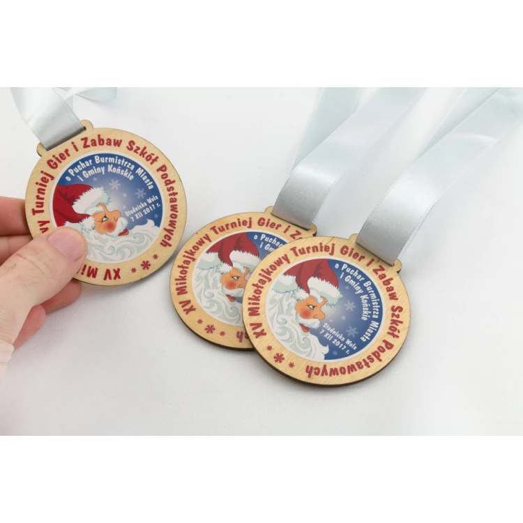 Holzmedaille mit beliebiger Grafik - Durchmesser 40 bis 80mm - UV-Druck - MGR014