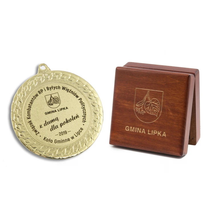 Gravierte Medaille in Holzkassette - Durchmesser 70mm - MGR089