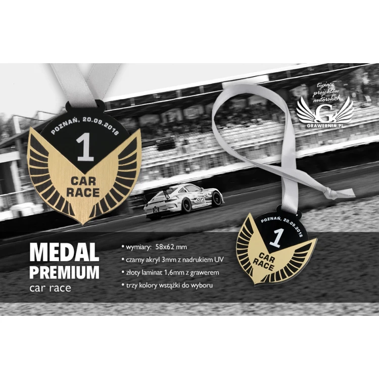 Premium Medaille - Autorennen - Abmessungen: 58x62mm - MGR070