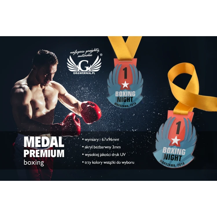 Premium Medaille - Boxen - Abmessungen: 67x96mm - MGR072