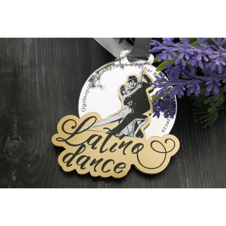 Premium Medaille - Latina Tanz - Maße: 76x75mm - UV-Druck - MGR065