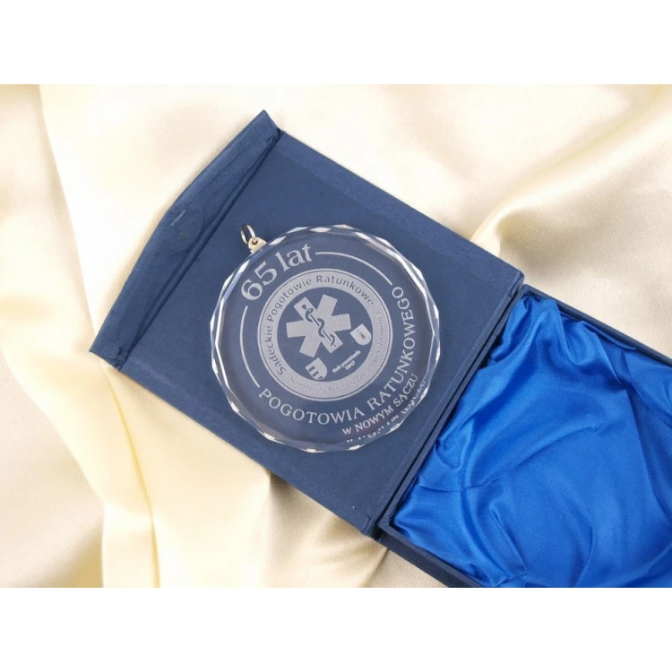 Elite Glasmedaille mit Gravur + Etui