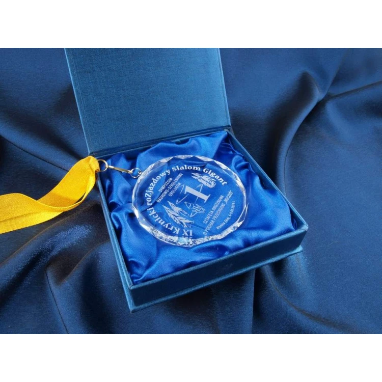Elite Glasmedaille mit Gravur + Etui