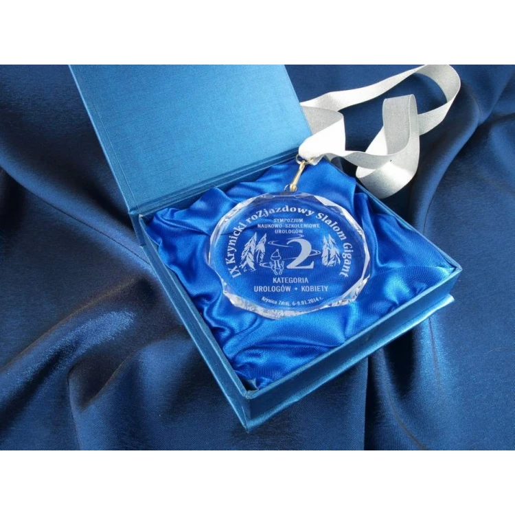 Elite Glasmedaille mit Gravur + Etui