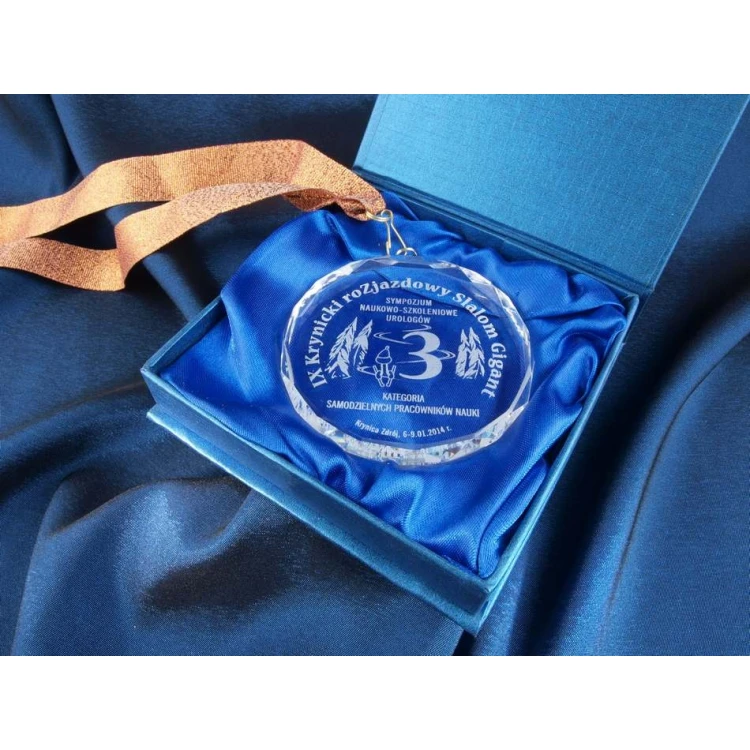 Elite Glasmedaille mit Gravur + Etui