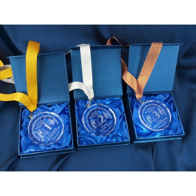 Elite Glasmedaille mit Gravur + Etui