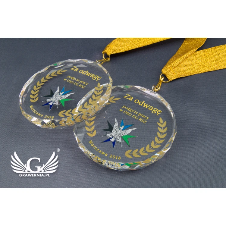 Elite Glasmedaille mit farbigem UV-Druck und Etui - MGR024