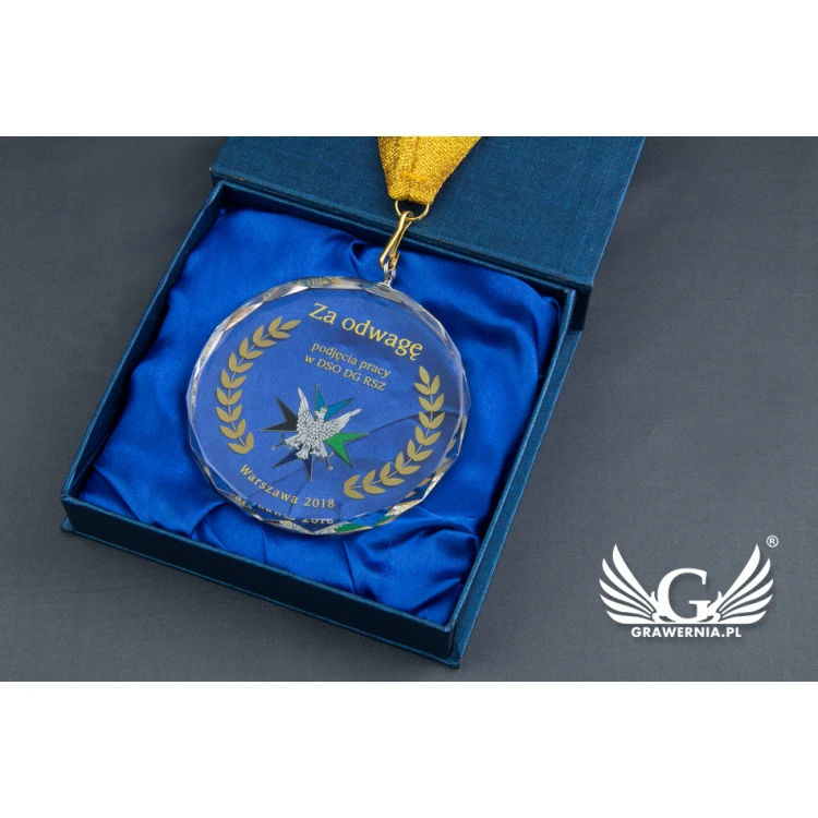 Elite Glasmedaille mit farbigem UV-Druck und Etui - MGR024