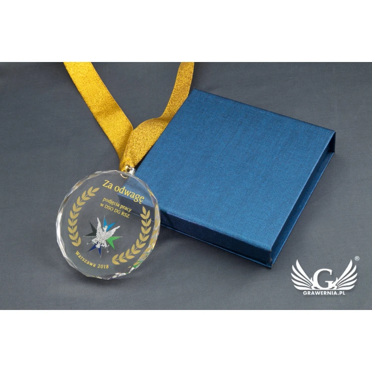 Elite Glasmedaille mit farbigem UV-Druck und Etui - MGR024