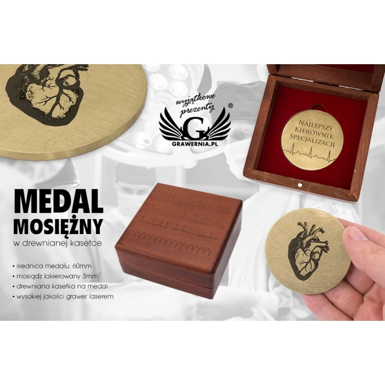 Messingmedaille in Holzkassette