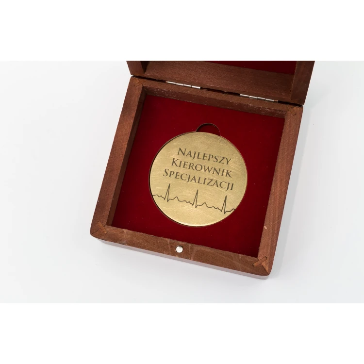 Messingmedaille in Holzkassette