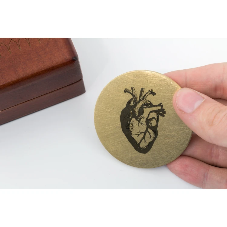 Messingmedaille in Holzkassette