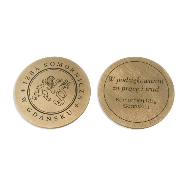 Messingmedaille in Holzkassette