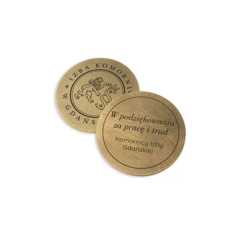Messingmedaille in Holzkassette