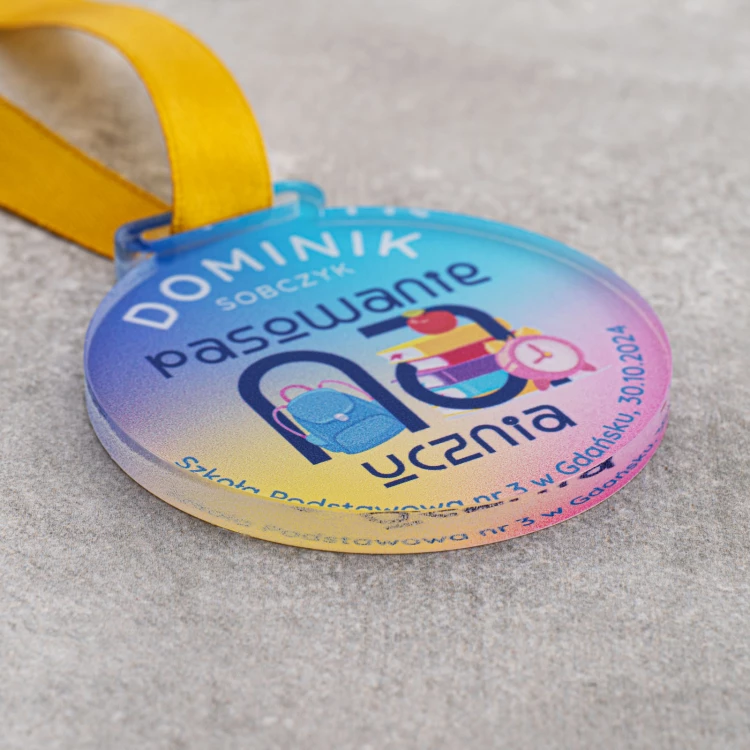 Medaille für den Schülerausweis - 5mm dickes transparentes Acryl - Durchmesser 60mm - MGR115