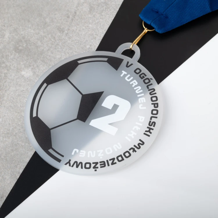 Plexi Frost Medaille mit UV-Druck - Abmessungen: 80x90mm - MGR101