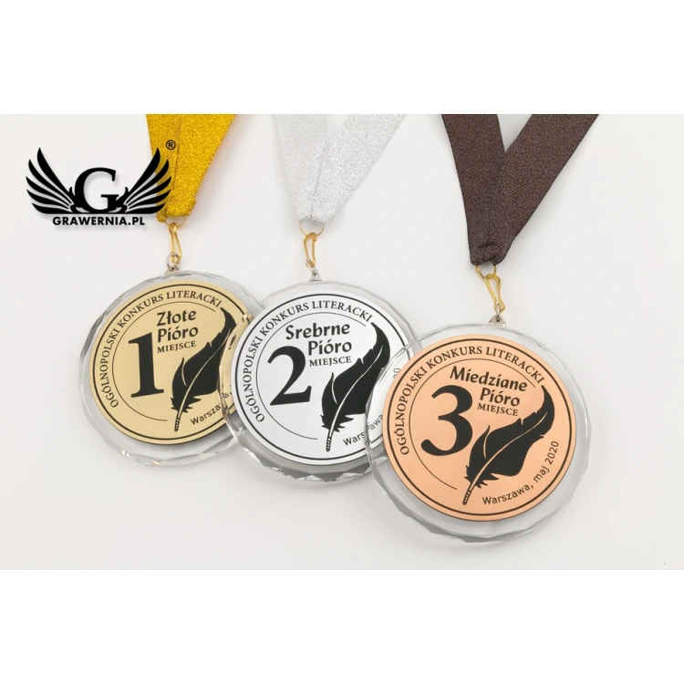 Elite Glasmedaillen - Gold, Silber, Bronze + Etui