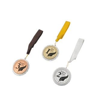 Elite Glasmedaillen - Gold, Silber, Bronze + Etui