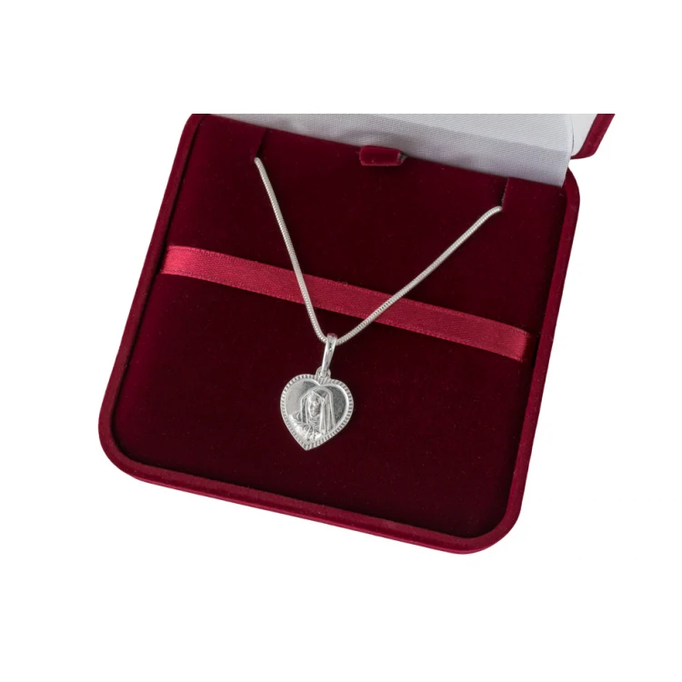 Silberner Medaillon mit Kette - Mutter Gottes mit beliebiger Gravur - SRB046