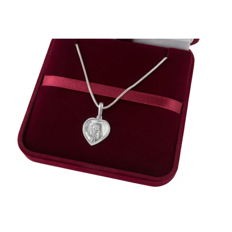 Silberner Medaillon mit Kette - Mutter Gottes mit beliebiger Gravur - SRB046