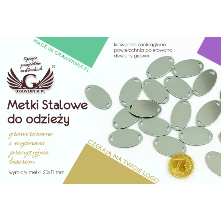 Stahletiketten für Kleidung - Abmessungen: 20x11mm - ME7