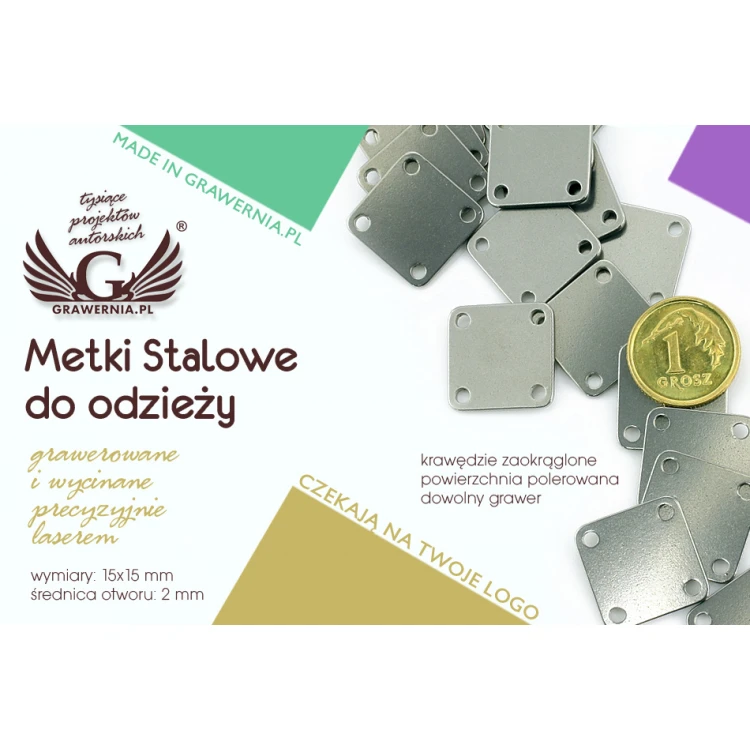 Stahlkleidungsetiketten - Abmessungen: 15x15mm - ME9