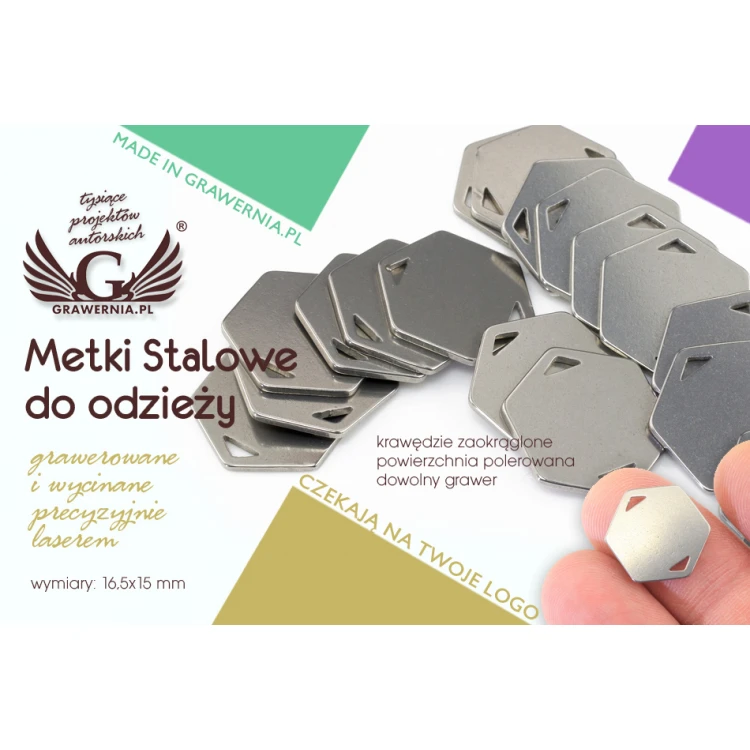 Stahlkleidungsetiketten - Abmessungen: 16,5x15mm - ME11