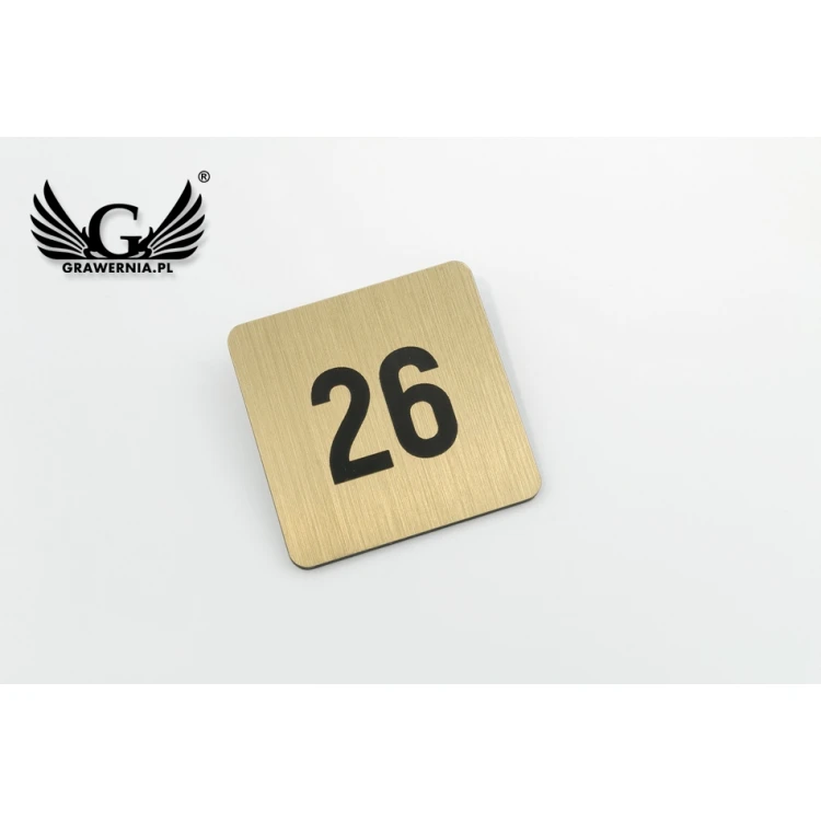 Mini Nummerierung für Tür oder Schrank - Gold- oder Silberlaminat - ND028 - Abm. 40x40mm