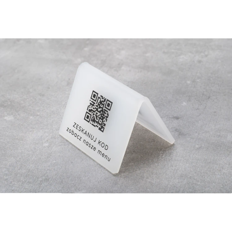 Mini Informationsständer mit QR-Code - schwarzes Plexiglas oder Frost-Plexiglas - Abmessungen 60x50mm - ST028