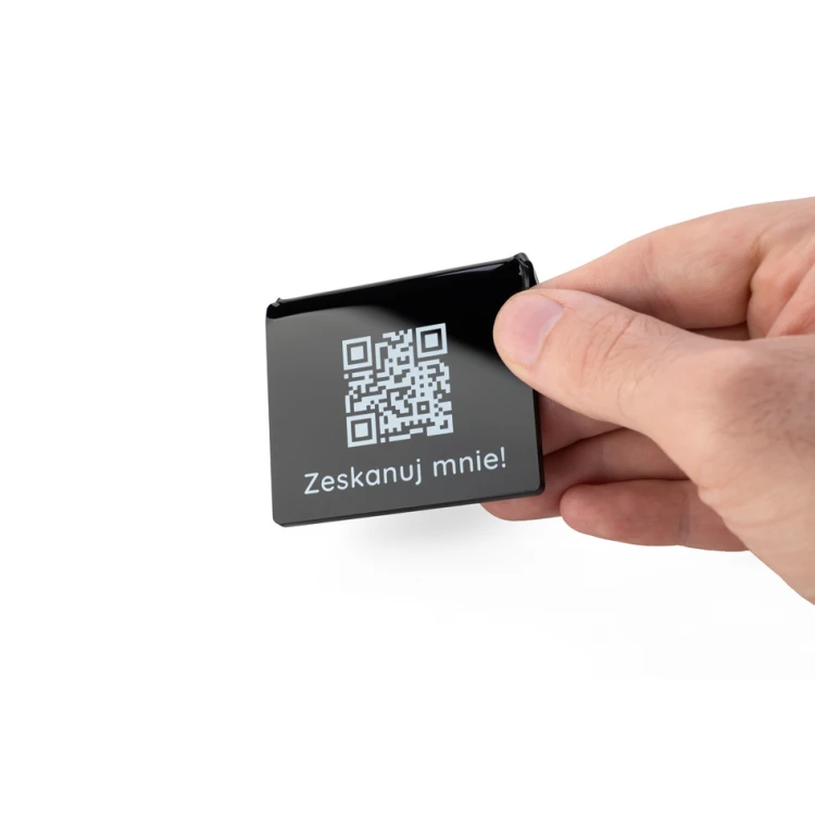 Mini Informationsständer mit QR-Code - schwarzes Plexiglas oder Frost-Plexiglas - Abmessungen 60x50mm - ST028