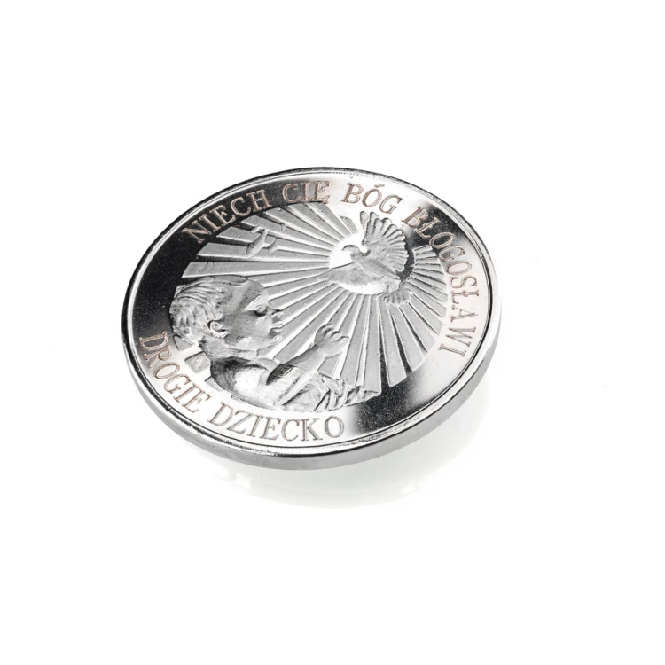 Versilberte Münze - Gott segne Dich - Andenken an die Heilige Taufe - MON016
