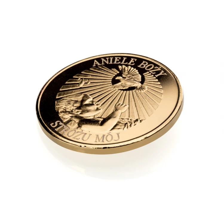 Vergoldete Münze - Heiliger Schutzengel - Andenken an die Heilige Taufe - MON018