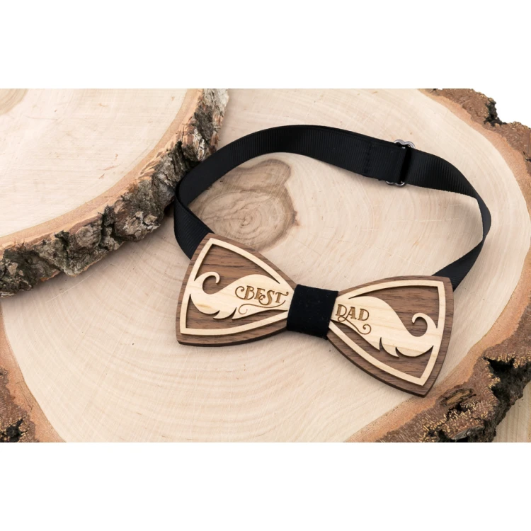 Holzfliege - Best Dad - Ahorn- und Nussholz - MDR052
