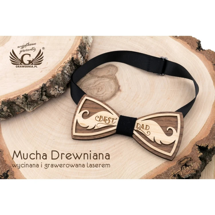 Holzfliege - Best Dad - Ahorn- und Nussholz - MDR052