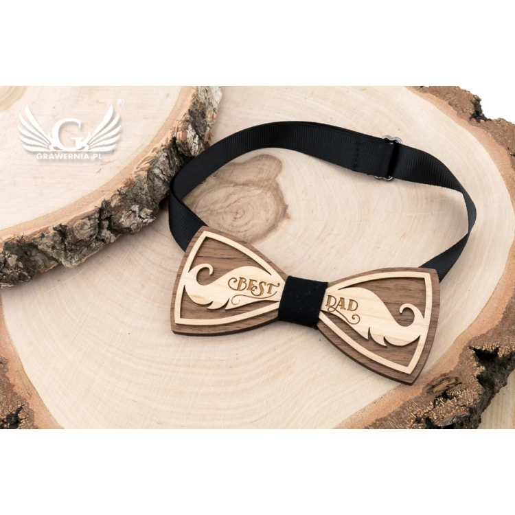 Holzfliege - Best Dad - Ahorn- und Nussholz - MDR052