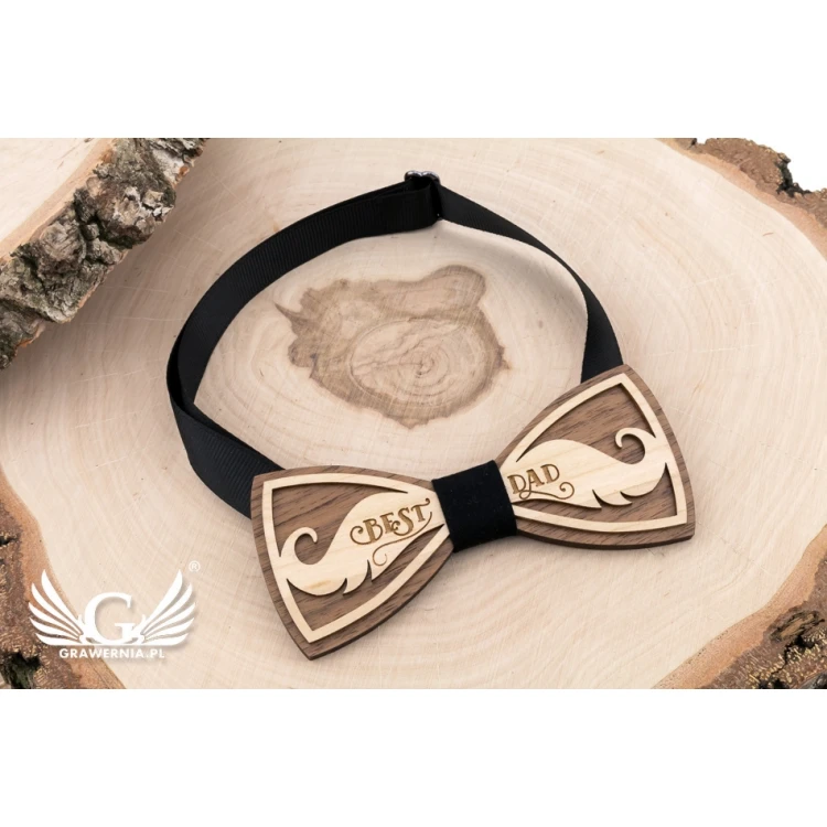 Holzfliege - Best Dad - Ahorn- und Nussholz - MDR052