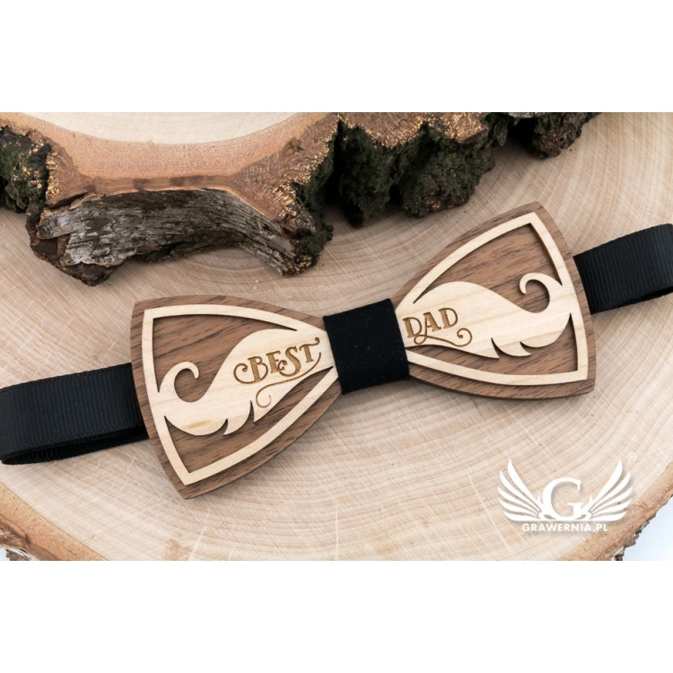 Holzfliege - Best Dad - Ahorn- und Nussholz - MDR052