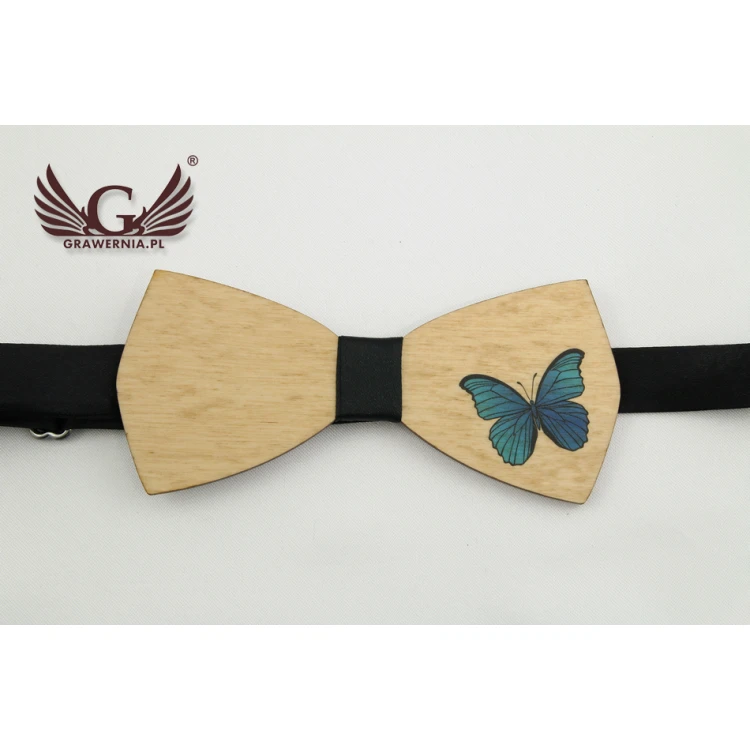 Holzfliege mit beliebiger Grafik - farbiger UV-Druck - MDR009