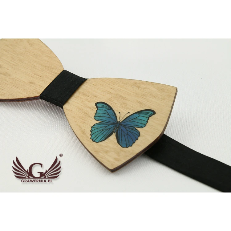 Holzfliege mit beliebiger Grafik - farbiger UV-Druck - MDR009