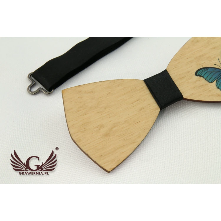Holzfliege mit beliebiger Grafik - farbiger UV-Druck - MDR009