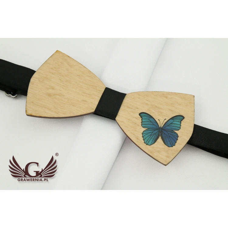 Holzfliege mit beliebiger Grafik - farbiger UV-Druck - MDR009