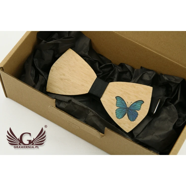 Holzfliege mit beliebiger Grafik - farbiger UV-Druck - MDR009