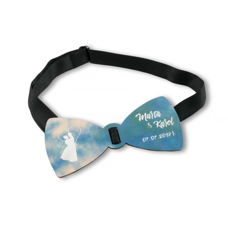 Holzfliege mit Hochzeitsmotiv - farbiger UV-Druck - MDR032