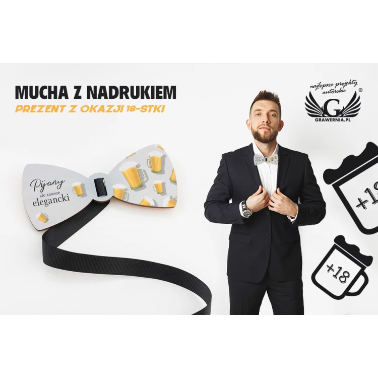 Holzfliege mit lustiger Grafik - Geschenk zum 18. Geburtstag - MDR044