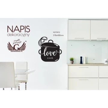 Dekorativer Schriftzug - love cook - lasergeschnitten - NAP004