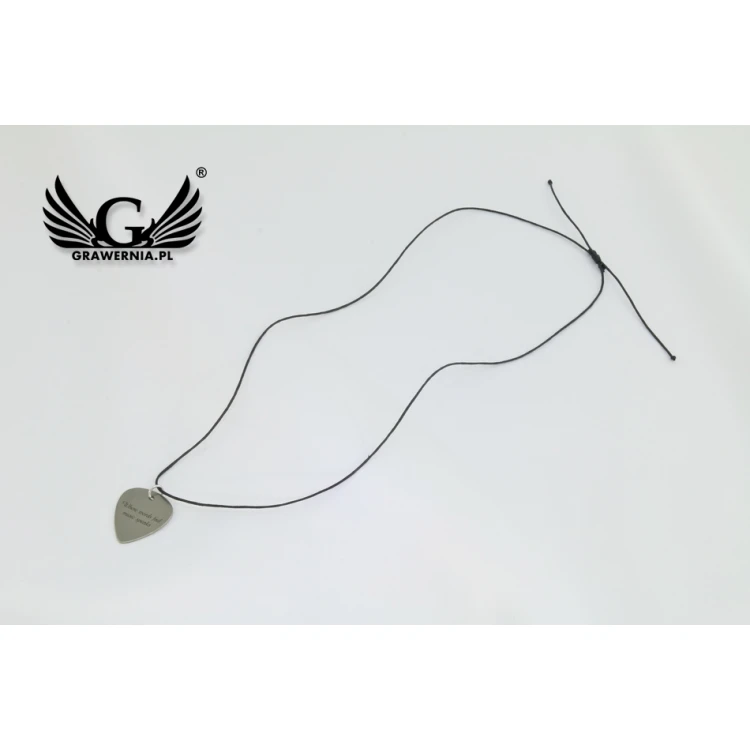 Halskette für Gitarristen und Gitarristinnen - Gitarrenplektrum mit eigener Grafik und Text - Stahl - KG06